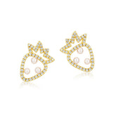 Pearl Zircon Strawberry Sterling Silver Stud Earrings
