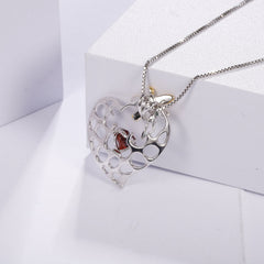 Natural Colourful Gemstone Enamel Heart of Peter Pan Pendant Silver Necklace for Women