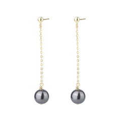 Black Pearl Long Tassel Silver Drop Earrings for Women