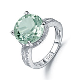 Luxury Natural Green Crystal S925 Sterling Silver Ring