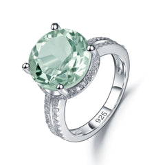 Luxury Natural Green Crystal S925 Sterling Silver Ring