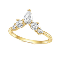 Luxury Golden V Shape S925 Sterling Silver Zircon Ring