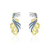 Blue Zircon Phoenix Silver Drop Earrings for Women