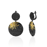 Dark Retro s925 Silver Natural Yellow Crystal Earrings for women
