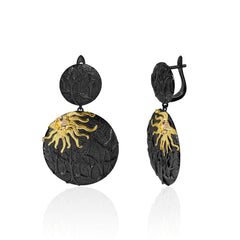 Dark Retro s925 Silver Natural Yellow Crystal Earrings for women