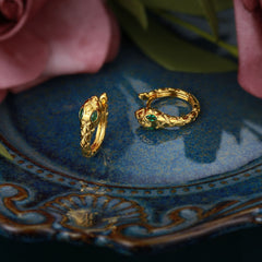 Snake with Marquise Green Zircon Silver Hoop Earrings for Women