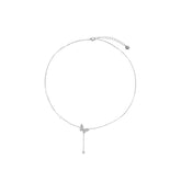 Zircon Butterfly with Bead Pearl Silver Necklace for Women
