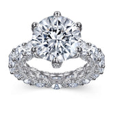 Exaggerated Full Zircon with Six Prongs Round Zircon Silver Ring for Women