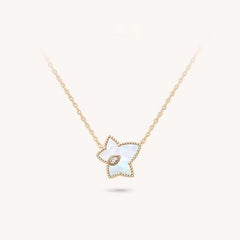 Maple Leaf with Zircon Pendant Silver Necklace for Women