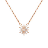 Zircon Sunflower Pendant Silver Necklace for Women