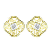 Princess Cut Zircon Plum Sterling Silver Stud Earrings