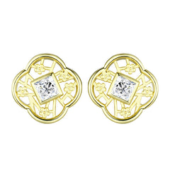 Princess Cut Zircon Plum Sterling Silver Stud Earrings