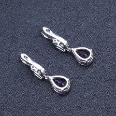 Colourful Crystal Pear Shape Silver Drop Earrings for Women