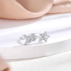 Zircon Star Christmas Tree Opening Sterling Silver Ring