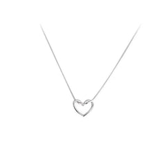 Hollow Heart Pendant Silver Necklace for Women