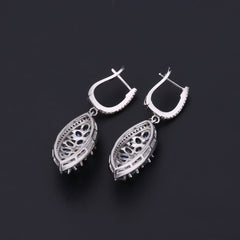 Natural Topaz Marquise Shape Silver Drop Earrings for Women