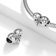 Halloween Skull Heart Shape Silver Pendant