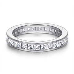 Full Circle Square Zircon Eternity Silver Ring for Women