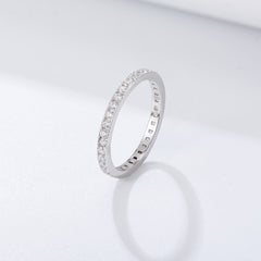 Single Row Full of White Zircon Sterling Silver Eternity Ring
