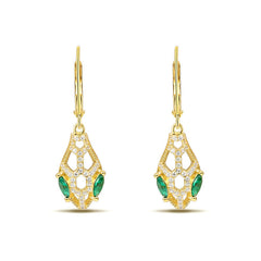 Snake with Marquise Green Zircon Hollow Silver Hoop Earrings for Women