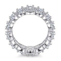 Exaggerated Oval Zircon Beading Silver Ring for Women