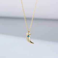 Turquoise Crescent Pendant Sterling Silver Necklace for Women