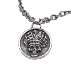 Halloween AmerIndian Skull Round Titanium Steel Necklaces for Men