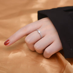 Marquise White Zircon Cathedral Sterling Silver Ring for Women