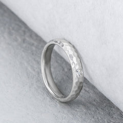 Concave Convex Pattern with Princess Cut Zircon Silver Ring for Women