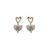 Zircon Heart with Hollow Love Silver Studs Earrings for Women