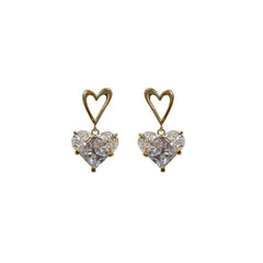 Zircon Heart with Hollow Love Silver Studs Earrings for Women