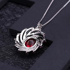 European Style Inlaid Colourful Gemstones Pendant Silver Necklace for Women