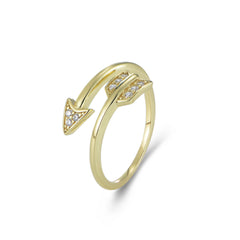 Adjustable Opening White Zircon Arrow Sterling Silver Ring for Women