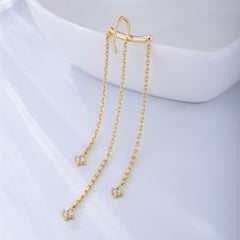 Long Tassel Silver Drop Earrings for Women