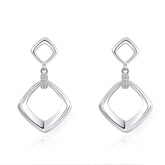 Hollow Rhombus Silver Drop Earrings for Women