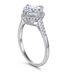 Square Zircon Soleste Halo Cathedral Silver Ring