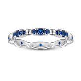 Full Row Marquise Shape with Blue Zircon silver Ring for Women