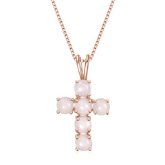 Europen Style Natural Opal Jewelry Cross Pendant Plated 18K Rose Gold Silver Necklace for Women