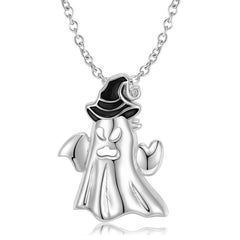 Halloween Scares Ghosts Pendant Silver Necklace