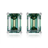 Solitaire 1.0 Carat Emerald Cut Moissanite Silver Stud Earrings