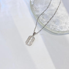 Full Zircon Blade Design Pendant Silver Necklace for Women