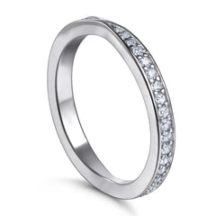 Round Zircon Cross Design Eternity Silver Ring