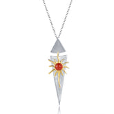 Creative Design Jewelry Inlaid Red Agate Sun Goddess Pendant Sterling Silver Necklace for Women
