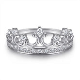 Crown with Zircon Silver Ring for Women