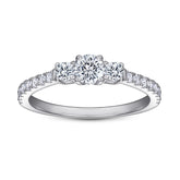 Round Zircon Threestone Silver Ring