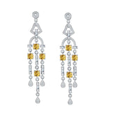 Natural Yellow Crystal Tassels Drop Earrings