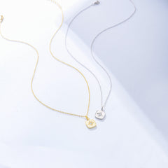 Eight-pointed Star Zircon Square Pendant Sterling Silver Necklace for Women