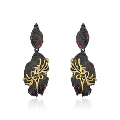 Georgia Design s925 Silver Natural Rose Pomegranate Drop Earrings for women