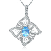 Light Luxury Niche Style Inlaid Natural Colourful Gemstone Petals Design Pendant Sterling Silver Necklace for Women