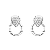 Zircon Triangle Hollow Circle Silver Studs Earrings for Women